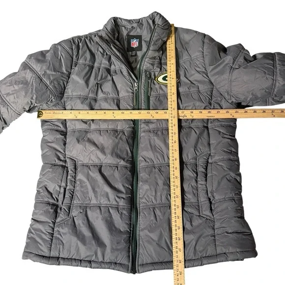 Green‎ Bay Packers NFL Gray Puffer Jacket Mens XL Full Zip Excellent Condition - Picture 4 of 8